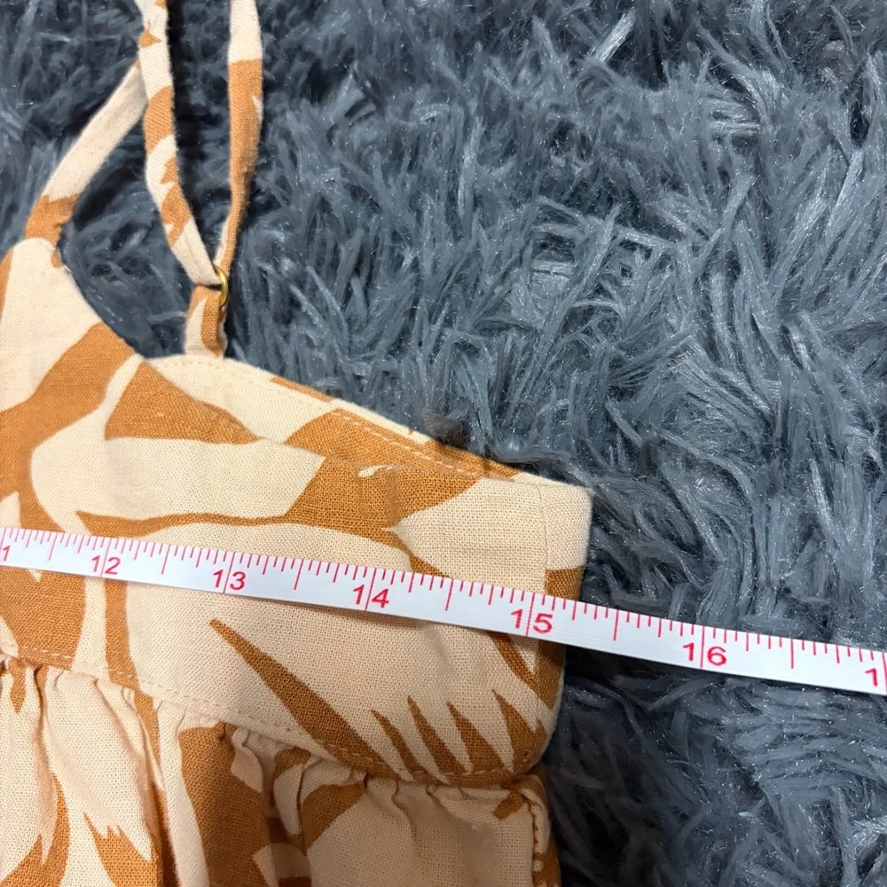 MADEWELL Women's summer beach boho Orange Linen-Blend Cami Midi Dress small - Picture 13 of 15